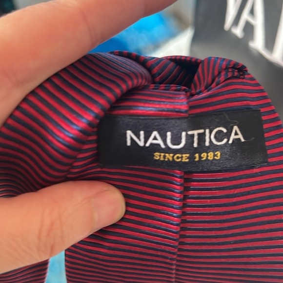 Nautica  purple with black striped silk Tie unisex - Picture 7 of 7